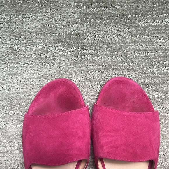 Stuart Weitzman Slide Mule Sandals Geranium Fuchsia Pink Suede Size 8 M - Picture 2 of 6